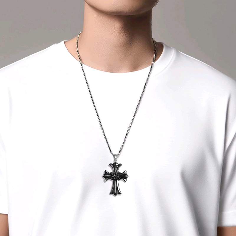 Natural Black Jadeite Hexagram Cross Pendant Necklace | Sterling Silver Clasp | Gift Box with Certification | Spiritual Jewelry, Witchcraft Protection, Unique Holiday Gift