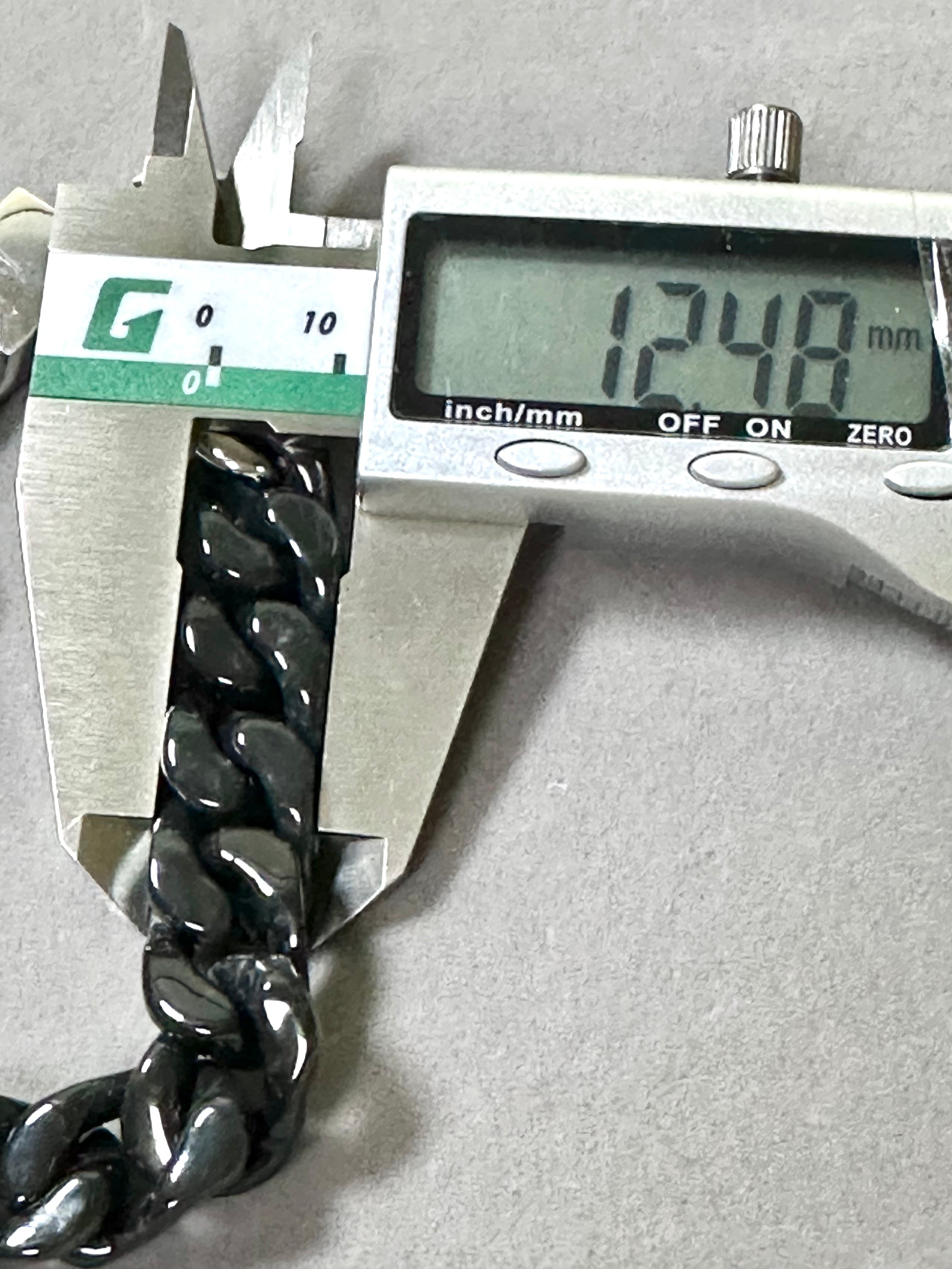Solid Link Natural Jade Cuban Chain Bracelet - Jet Black & Gun Grey Titanium Steel, Handmade Hiphop Mens Jewelry, Adjustable Unisex Streetwear Accessory
