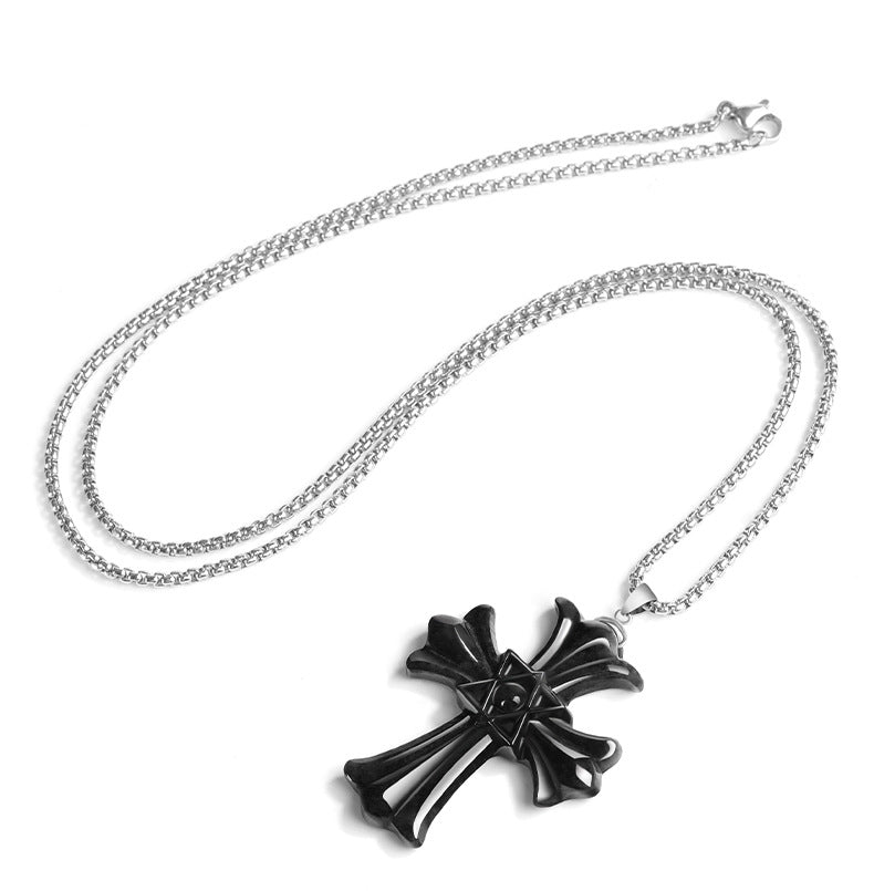 Natural Black Jadeite Hexagram Cross Pendant Necklace | Sterling Silver Clasp | Gift Box with Certification | Spiritual Jewelry, Witchcraft Protection, Unique Holiday Gift