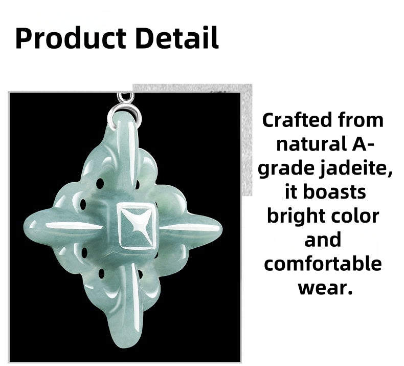 Genuine Natural Jadeite Iris Flower Cross Pendant Necklace, Sterling Silver S925, Blue Green Jade Jewelry, Gift for Her, Christian Faith Gift